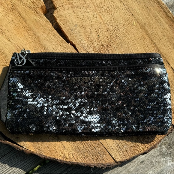 Victoria's Secret Handbags - Victorias Secret Black Sequin Makeup Bag